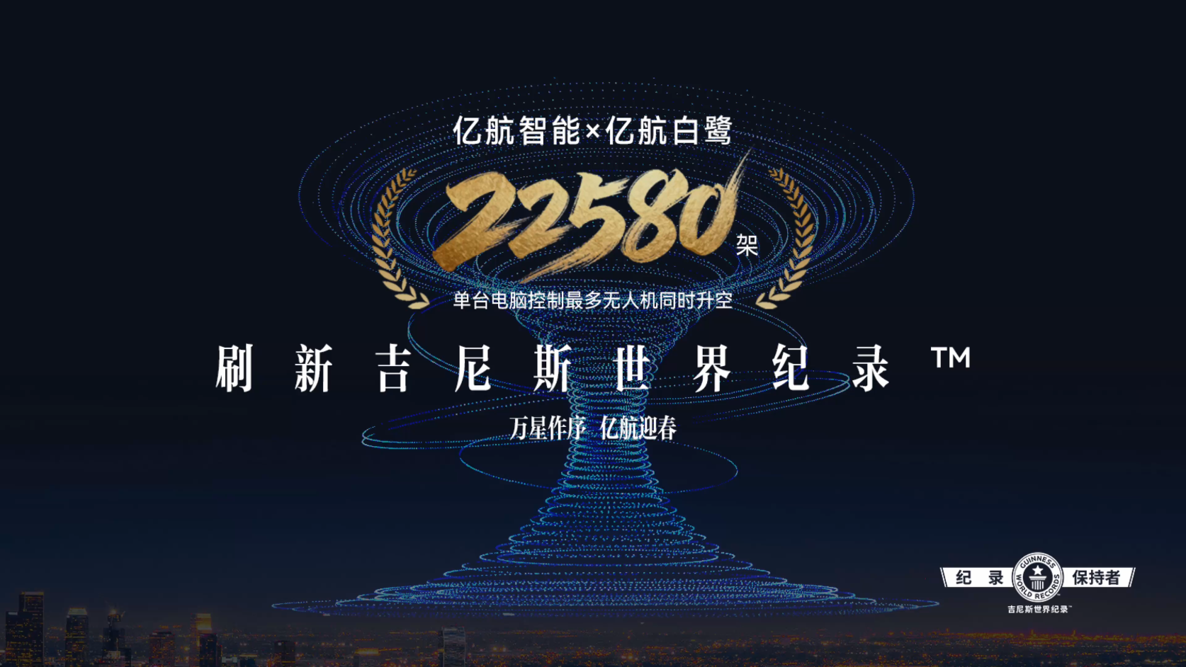 永利集团304am再创吉尼斯世界纪录，22580架GD4.0无人机编队表演献礼新春